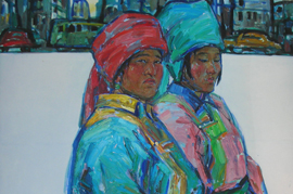 <i>Mongolian Girls</i>, Zheng Shengtian, 1982, oil on canvas.