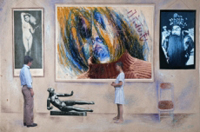 〈展覽會〉，毛旭輝，1986，紙本拼貼，彩色鉛筆，30x40厘米
