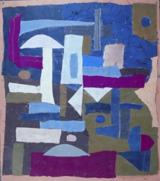 〈構圖之一〉，毛旭輝，  1985， 紙板上布本拼貼, ， 78×92厘米