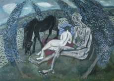 〈 私人空間‧四月〉， 毛旭輝，1987， 紙板上油畫，76x105厘米