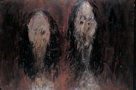 〈兩個頭像 • 正面〉，毛旭輝，1988，紙上油畫，53 × 77厘米
