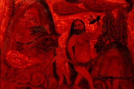〈樂園〉，王友身，1986，木板油畫，66 x 55 厘米