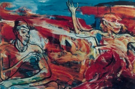 〈廣州綜合肉檔之十〉，徐坦，1986，麻布油畫，170 x 140厘米