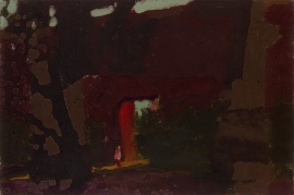 〈紅門〉，張偉，1976，紙板油畫，17 x 25厘米