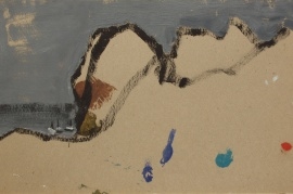 〈岩石2〉，張偉，1980，紙板油畫，21 x 34厘米